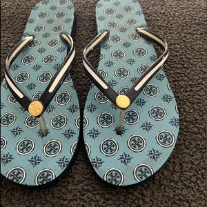 Tory Burch size 10 plastic blue flip-flops